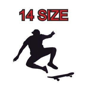 Embroidery design skateboard skate Multiple size silhouette patch instant download files patterns digital machine mini maxi little pes dst…