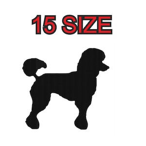 Embroidery design poodle dog Multiple size silhouette patch instant download files patterns digital machine stitch  mini maxi little pes dst