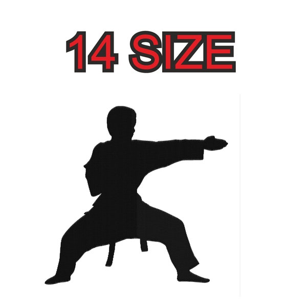 Embroidery design karate martial kung fu arts Multiple size silhouette patch instant download files patterns digital machine stitch pes dst…