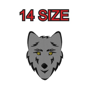 Multiple size embroidery wolf face animal design machine instant download files patterns pes dst