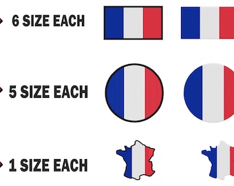 Multiple size Embroidery machine flag banner France french country design instant download files patterns pes dst map round roundel