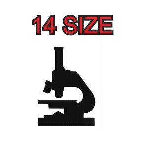 Embroidery design microscope chemistry Multiple size silhouette patch instant download files patterns digital machine stitch  mini pes dst…