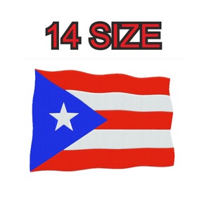 Embroidery design puerto porto rico flag  Multiple size embroidery silhouette patch instant download files patterns digital machine stitch