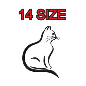 Embroidery design cat Multiple size silhouette patch instant download files patterns digital machine stitch  mini maxi little pes dst…