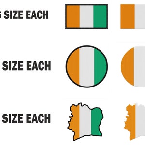 Multiple size Embroidery machine flag banner ivory coast cote d’ivoire country design instant download files patterns pes dst map round