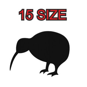 以下が含まれることがあります： 「15 SIZE」というテキストの上に、キウイの黒いシルエットがあります。