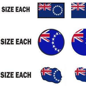 Multiple size Embroidery machine flag banner cook islands  country design instant download files patterns pes dst map round roundel