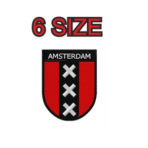 Multiple size embroidery design amsterdam flag shield coat of arms instant download files patterns digital machine stitch mini maxi pes dst…