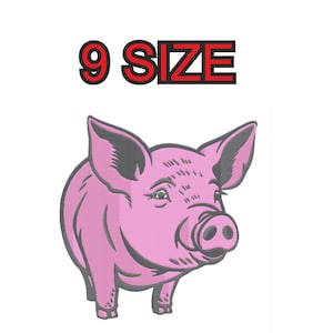 Peut inclure: Un cochon rose avec un style d'illustration détaillé. Le cochon est debout sur ses quatre pattes et a un groin avec un petit nez rond.