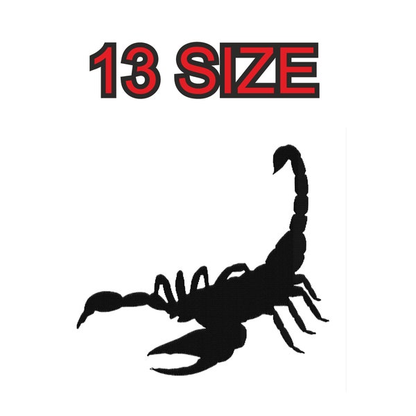 Embroidery design scorpion scorpio  Multiple size silhouette patch instant download files patterns digital machine stitch  mini pes dst…