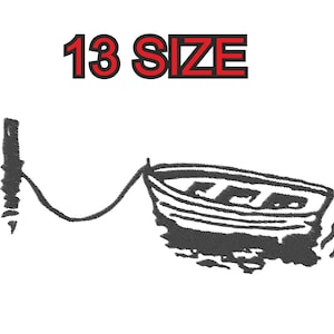 Embroidery design boat sea river Multiple size silhouette patch instant download files patterns digital machine stitch  mini maxi pes dst…