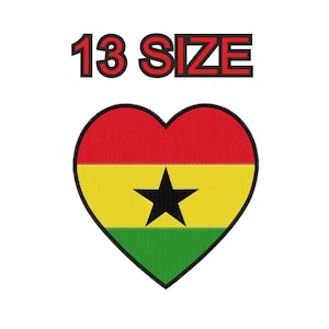 May include: A red, yellow, and green heart-shaped design with a black star in the center. The heart is outlined in black. The text "13 SIZE" is above the heart.