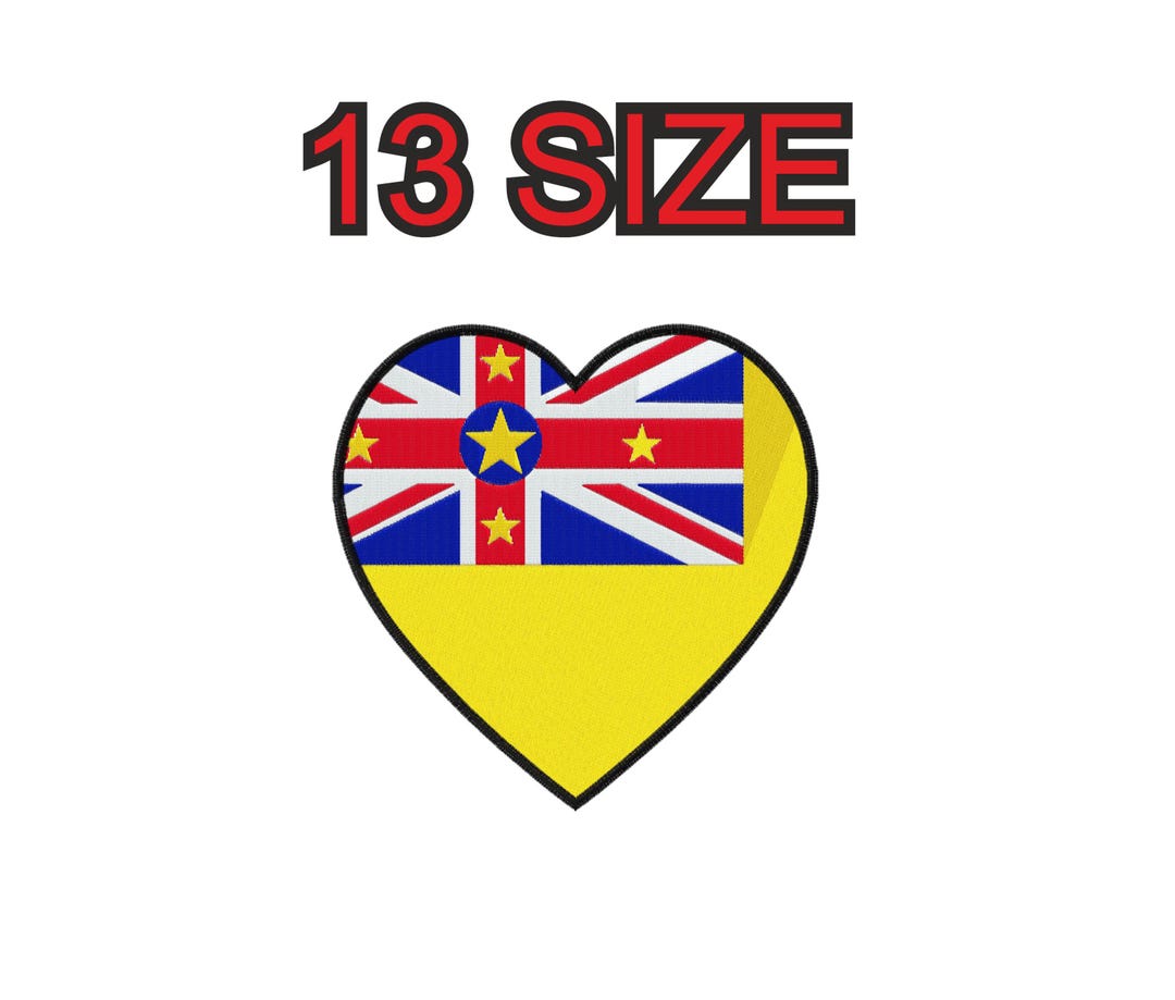 Embroidery Design Flag Niue Island Heart Multiple Size Patch Instant ...
