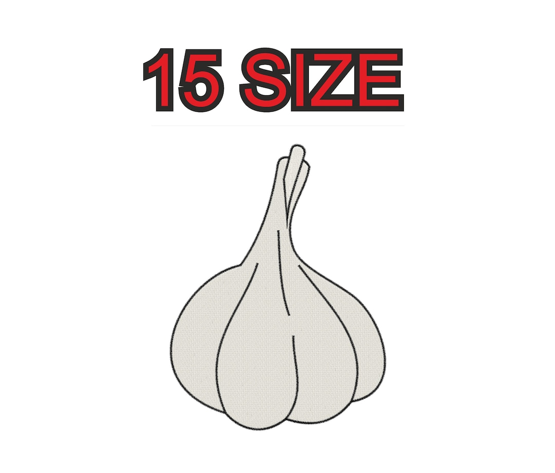 Garlic Embroidery Pattern Embroidery Design Garlic Multiple Size Silhouette Patch Instant ...