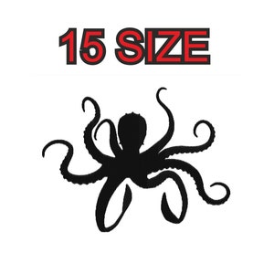 Embroidery design octopus tentacles Multiple size silhouette patch instant download files patterns digital machine stitch  mini pes dst…