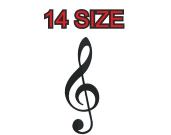 Embroidery design treble clef musical note music Multiple size silhouette patch instant download files patterns digital machine pes dst