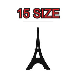 Embroidery design eiffel tower paris Multiple size silhouette patch instant download files patterns digital machine stitch little pes dst…