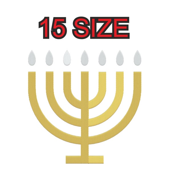 Embroidery design hanukkah menorah  Multiple size silhouette patch instant download files patterns digital machine stitch