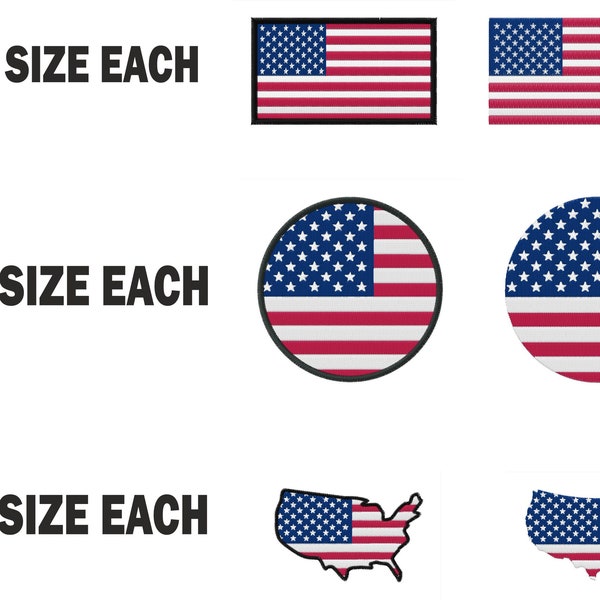 Multiple size Embroidery machine flag usa american united states america country design instant download files patterns pes dst map