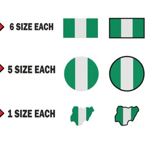 Broderimaskin med flagga Nigeria designfiler i flera storlekar, direktnedladdningsbara filer, mönster, pes, dst-karta, runda, rundlar