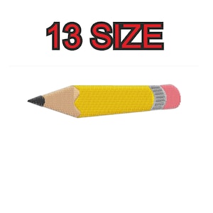 Peut inclure: Un crayon jaune avec une gomme rose et une bande métallique grise. Le texte "13 SIZE" est au-dessus du crayon.