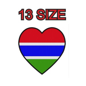 Embroidery design flag gambia gambian heart country Multiple size patch instant download files pattern digital machine stitch pes dst…