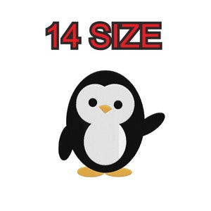 Embroidery design penguin Multiple size embroidery design silhouette patch instant download files patterns digital machine stitch