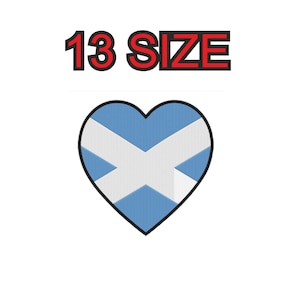 Embroidery design flag scotland scottish heart country Multiple size patch instant download files pattern digital machine stitch pes dst…
