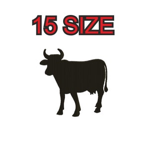 Multiple size embroidery design cow silhouette instant download files patterns digital machine stitch  mini maxi little pes dst…