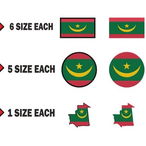 Multiple size Embroidery machine flag banner mauritania country design files instant download files patterns pes dst map round roundel