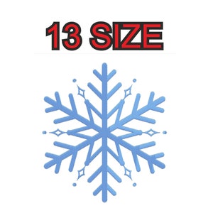 Peut inclure: Un flocon de neige bleu à 12 branches sur un fond blanc. Le texte "13 SIZE" est au-dessus du flocon de neige.