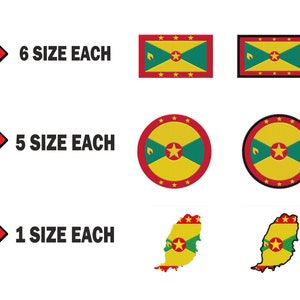 Stickdatei Stickdatei Maschinenflagge Banner Grenada Grenada Country Design Dateien Instant Download Dateien Muster Pes dst Landkarte rund rund