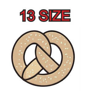 Embroidery design bagel pretzel kawaÏi Multiple size patch instant download files patterns digital machine stitch  mini maxi little pes dst…