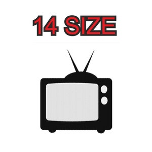 Embroidery design tv vintage Multiple size silhouette patch instant download files patterns digital machine stitch  mini maxi little pes dst