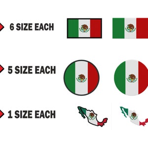 The flag of Mexico, Embroidered Patch on a Shield, Size: 2 x 2.2 inches -  EmbroSoft