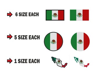 Mehrere Größen Stickmaschine Flagge Banner Mexiko Land Design Dateien sofortiger Download Dateien Muster Pes DST Karte rundes Rondell