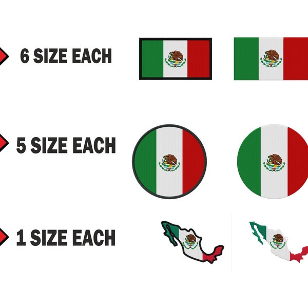 Multiple size Embroidery machine flag banner mexico country design files instant download files patterns pes dst map round roundel