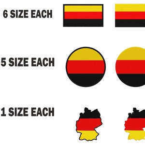 Meerdere grootte borduurmachine vlag Duitsland Duitse deutshland land ontwerp instant download bestanden patronen pes dst kaart rond roundel