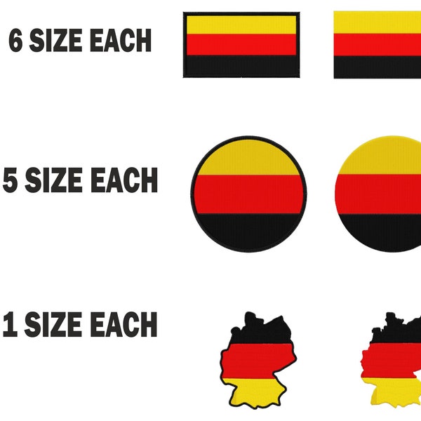 Multiple size Embroidery machine flag Germany german deutshland country design instant download files patterns pes dst map round roundel