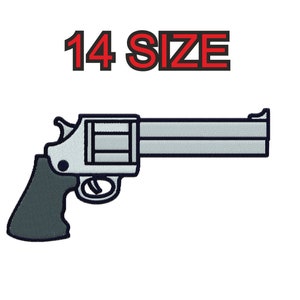 Embroidery design gun weapon pistolet Multiple size silhouette instant download files patterns digital machine stitch  mini maxi pes dst…