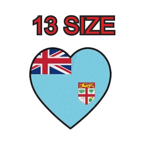Embroidery design flag fiji fidji heart country Multiple size patch instant download files pattern digital machine stitch pes dst…