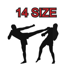 Embroidery design martial arts muay thai boxing Multiple size silhouette instant download files patterns digital machine stitch pes dst…
