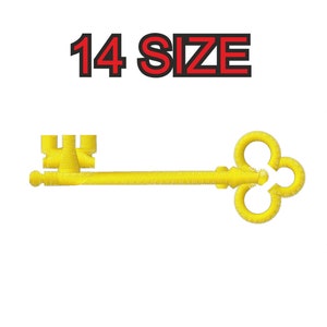 Peut inclure: Une clé dorée avec une tête décorative et ornée. La clé mesure 14 pouces.