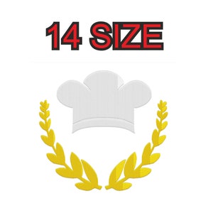 Può includere: Cappello da chef bianco con una corona di alloro dorata, taglia 14.