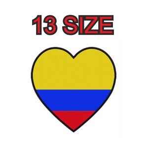 May include: A yellow, blue, and red heart-shaped patch with the text "13 SIZE" above it.