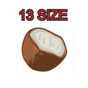 Peut inclure: Une demi-noix de coco brune et blanche avec une texture rugueuse. La noix de coco est un fruit tropical populaire.