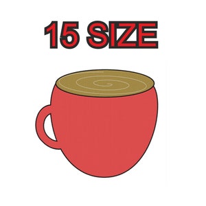 Embroidery design tea mug hot chocolate coffee Multiple size silhouette patch instant download files patterns digital machine stitch pes dst
