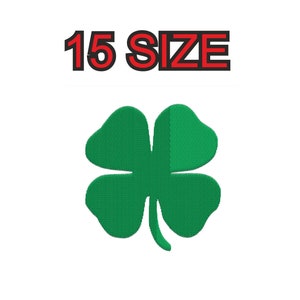 May include: Green four-leaf clover embroidery design, 15 size.
