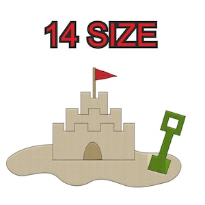 Embroidery design sand castle beach sandcastle Multiple size embroidery silhouette patch instant download files patterns digital machine