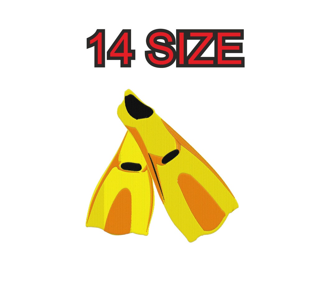 Embroidery Design Flippers Scuba Snorkelling Multiple Size Silhouette ...
